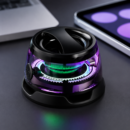AuraSpin™ | Altavoz RGB Rotatorio Premium