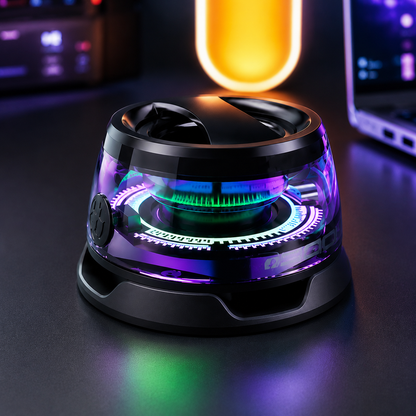 AuraSpin™ | Altavoz RGB Rotatorio Premium